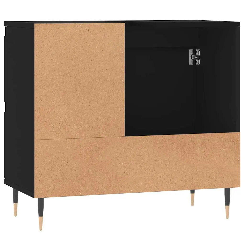 Bathroom Cabinet Black Storage Unit with Drawers Engineered Wood 65 x 33 x 60 cm