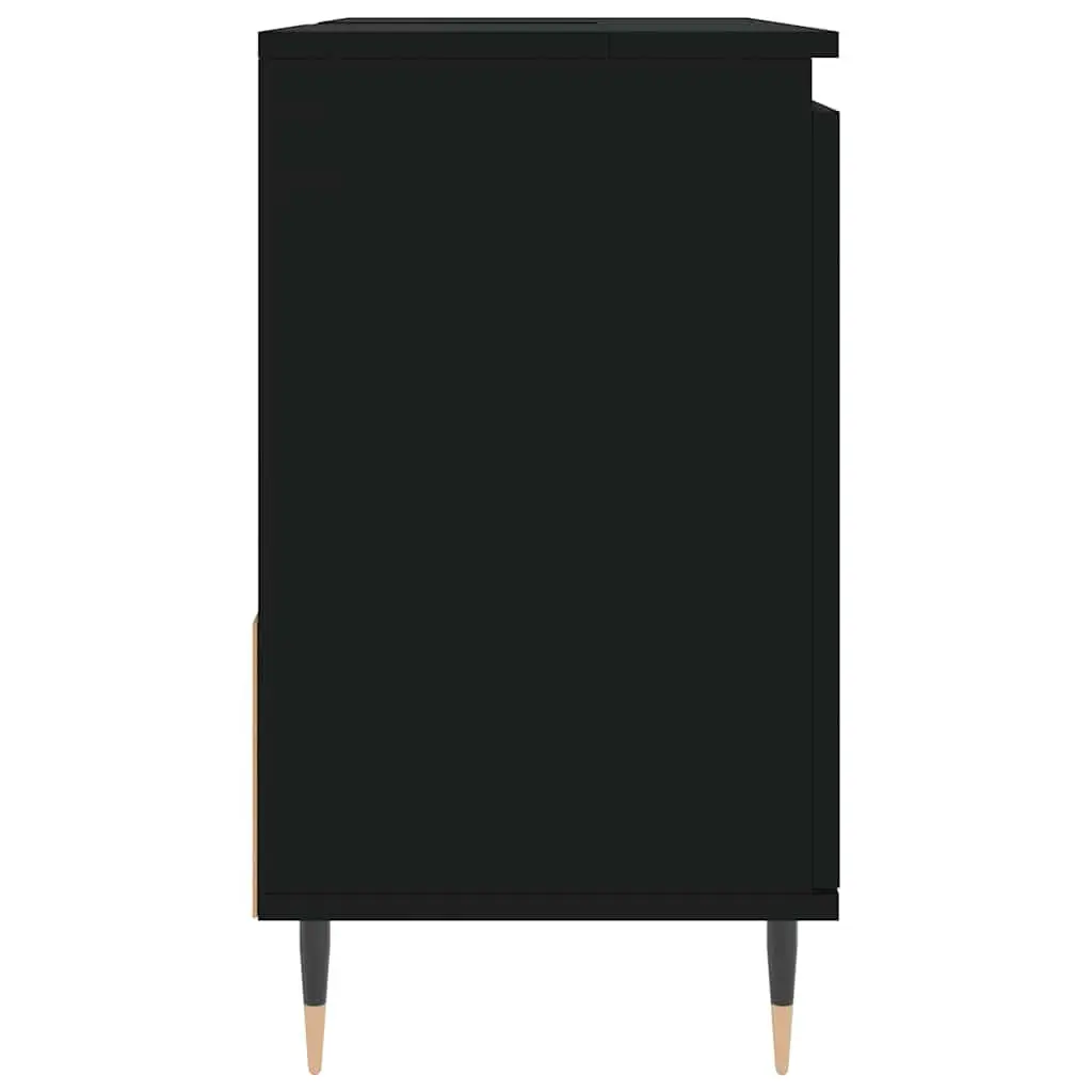 Bathroom Cabinet Black Storage Unit with Drawers Engineered Wood 65 x 33 x 60 cm