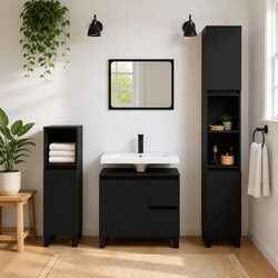 Practical Black Bathroom Cabinet with Storage Solutions