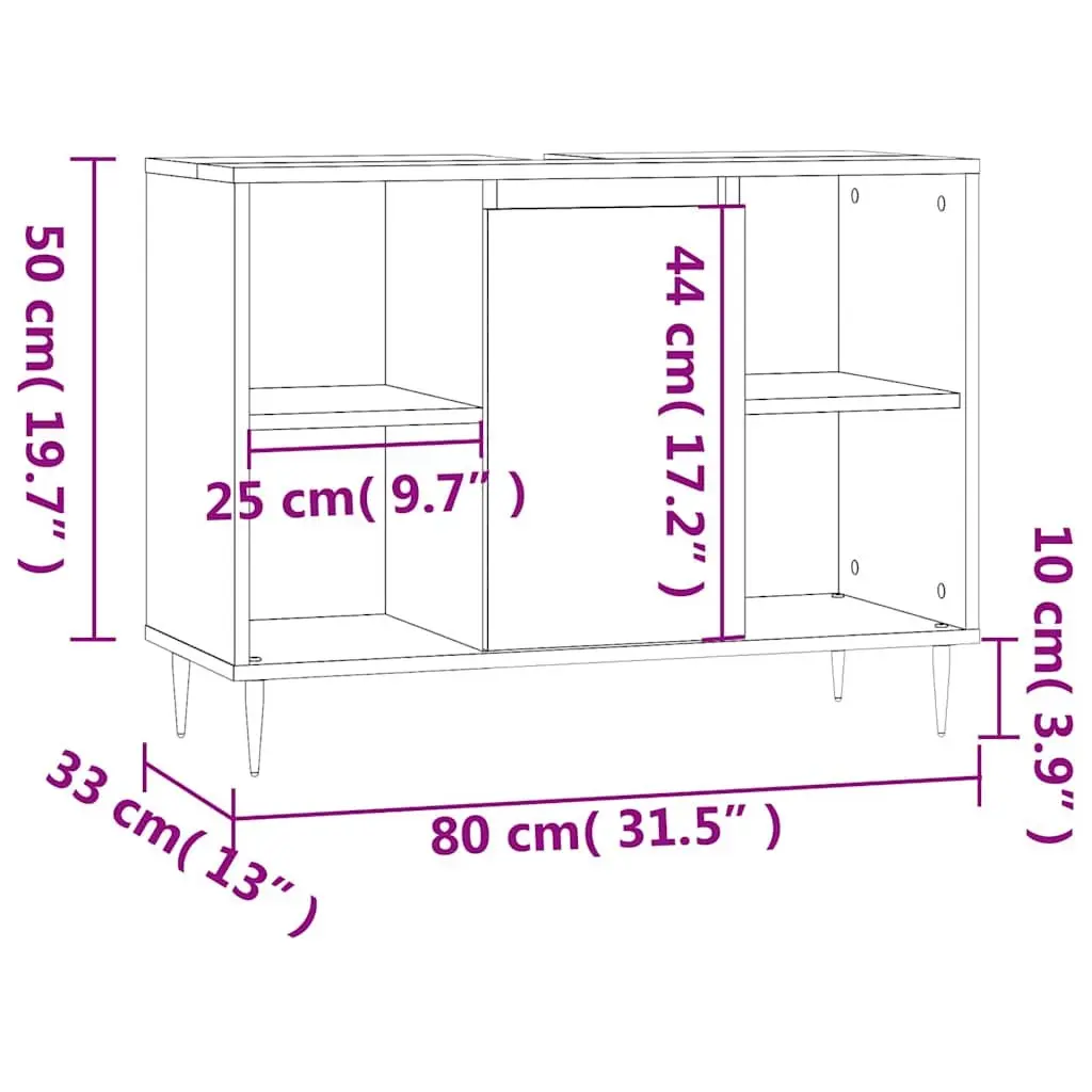 Bathroom Vanity Cabinet Storage Unit 80x33x60cm Black with Door and Shelves
