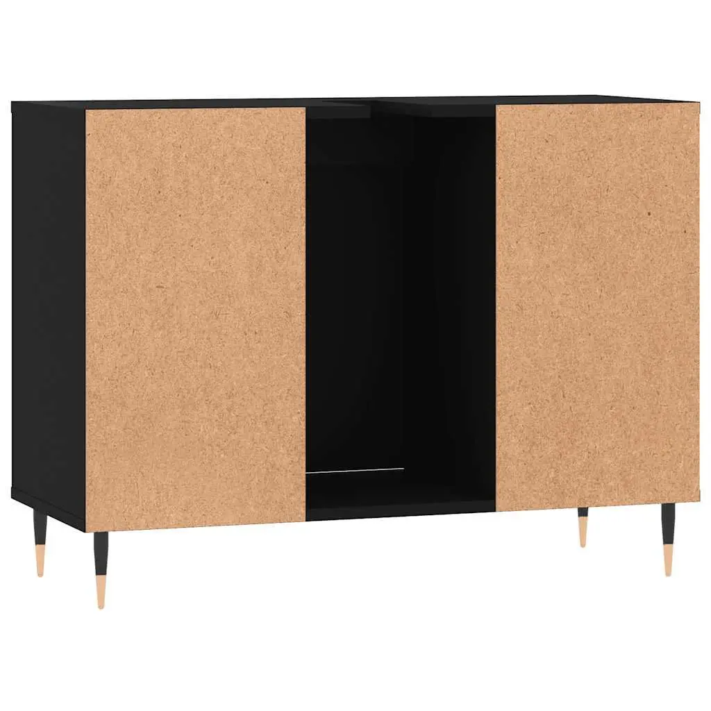Bathroom Vanity Cabinet Storage Unit 80x33x60cm Black with Door and Shelves