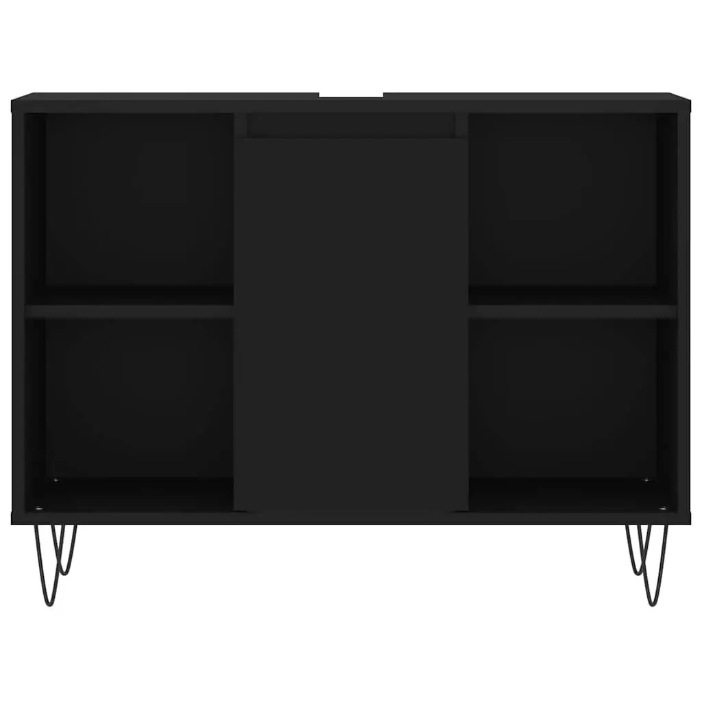 Bathroom Vanity Unit Black 80x33x60 cm Storage Cabinet with Door and Shelves