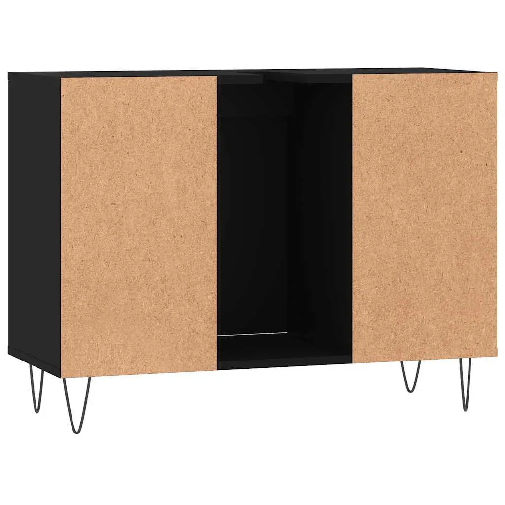 Bathroom Vanity Unit Black 80x33x60 cm Storage Cabinet with Door and Shelves