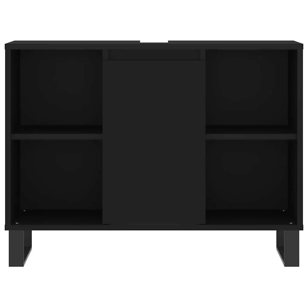 Bathroom Cabinet Storage Unit Engineered Wood 80x33x60cm Black