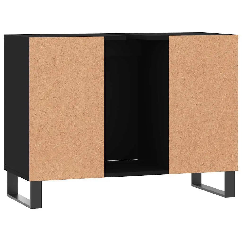 Bathroom Cabinet Storage Unit Engineered Wood 80x33x60cm Black