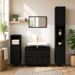 Practical Black Bathroom Cabinet with Sturdy Design
