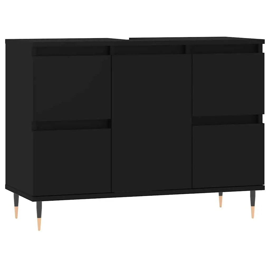 Bathroom Cabinet Storage Organiser 80x33x60 cm Black