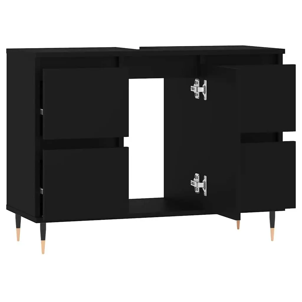 Bathroom Cabinet Storage Organiser 80x33x60 cm Black
