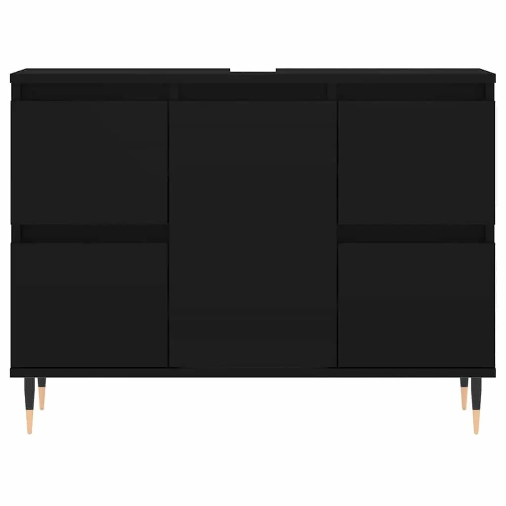 Bathroom Cabinet Storage Organiser 80x33x60 cm Black