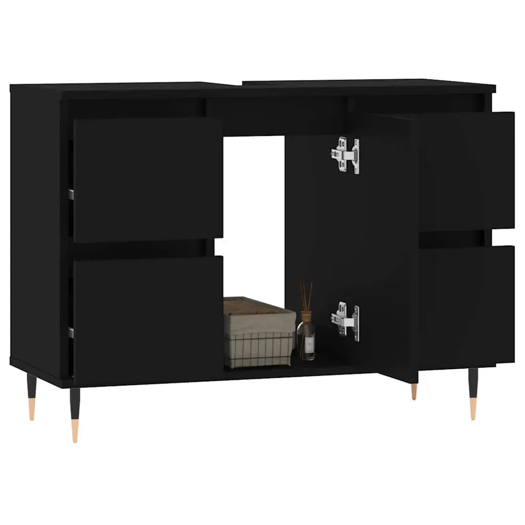 Bathroom Cabinet Storage Organiser 80x33x60 cm Black