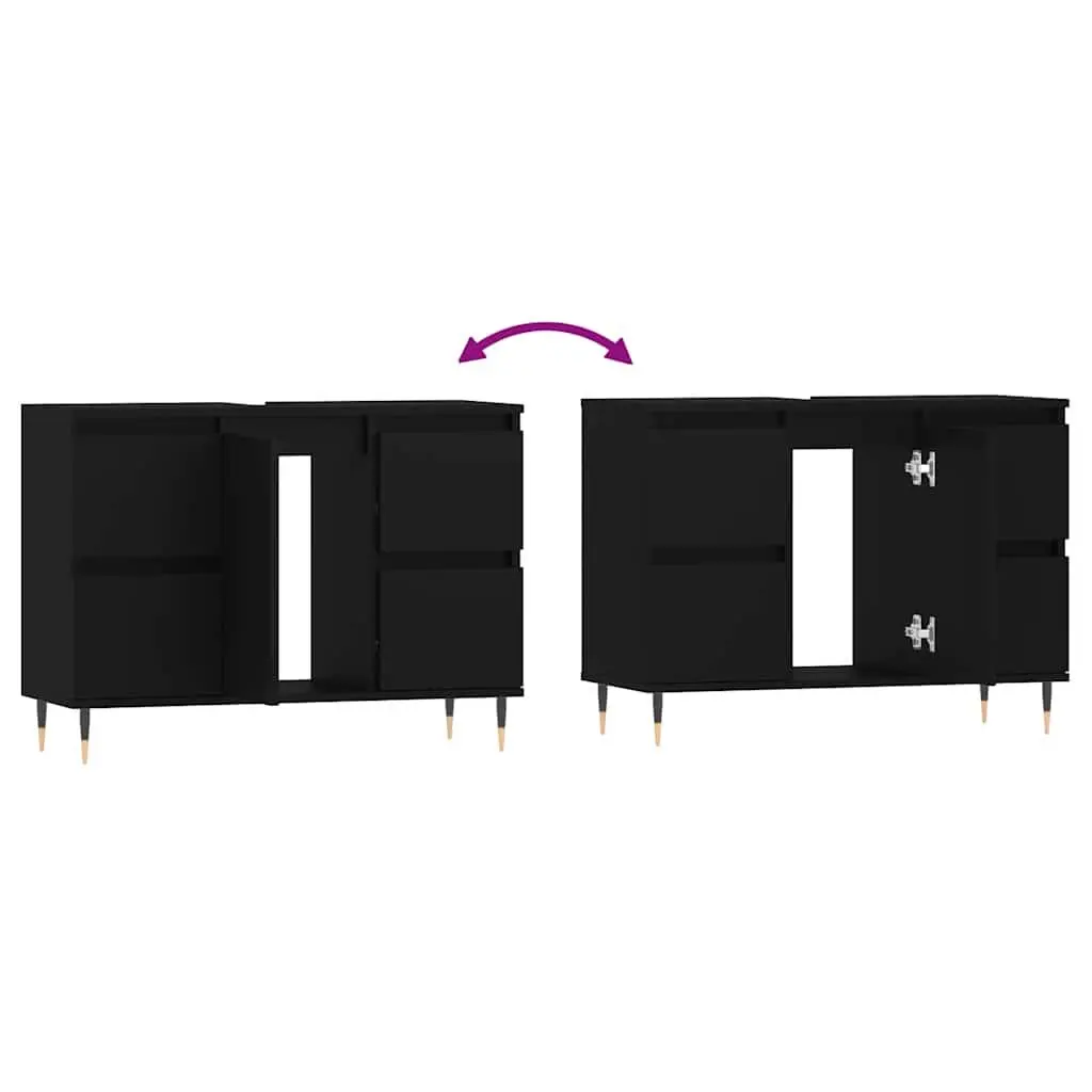 Bathroom Cabinet Storage Organiser 80x33x60 cm Black