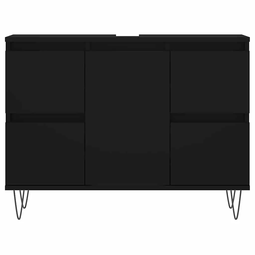 Bathroom Cabinet Black Storage 80x33x60 cm Engineered Wood Drawers