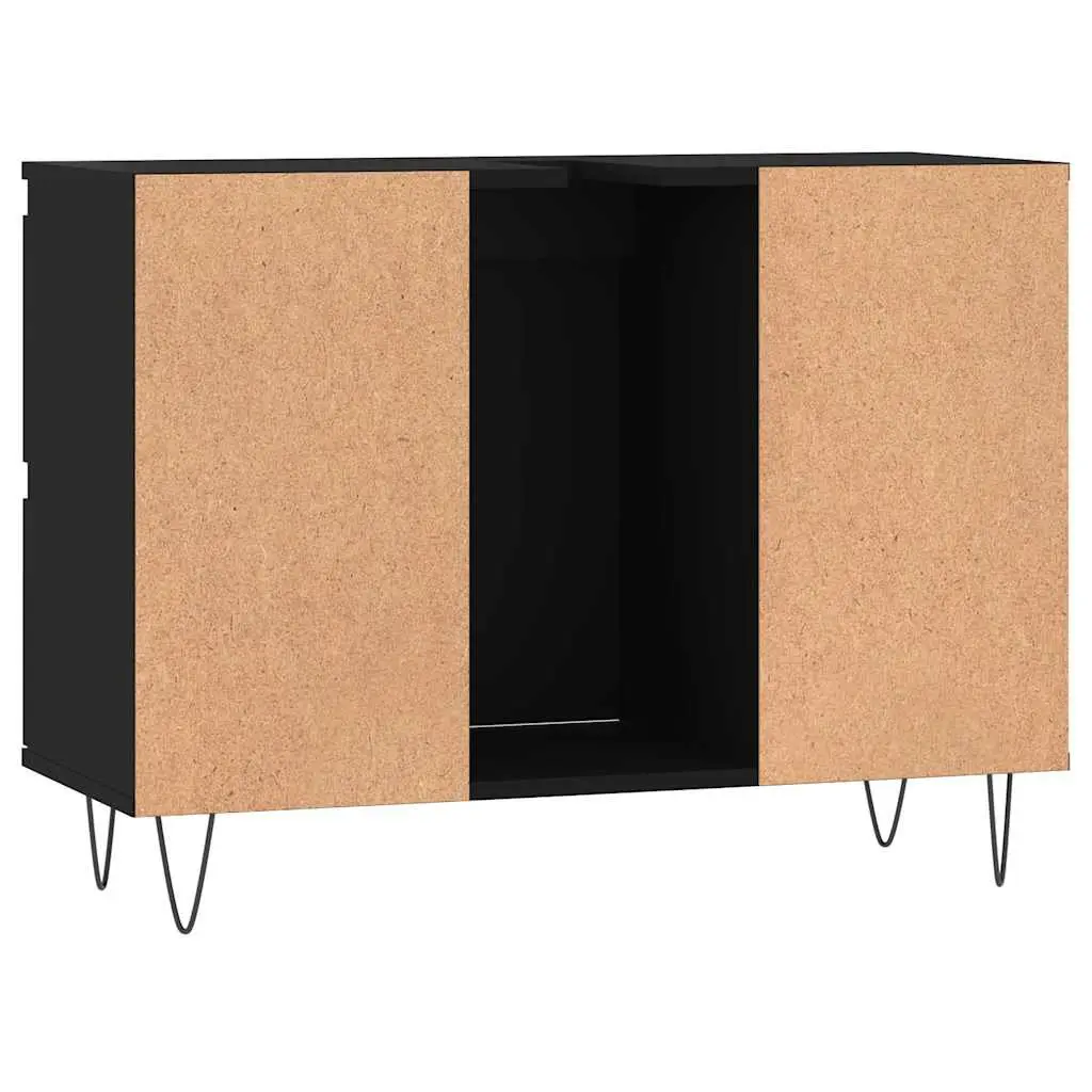 Bathroom Cabinet Black Storage 80x33x60 cm Engineered Wood Drawers