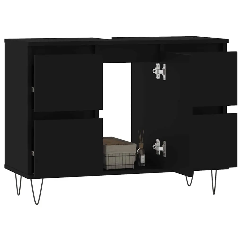 Bathroom Cabinet Black Storage 80x33x60 cm Engineered Wood Drawers
