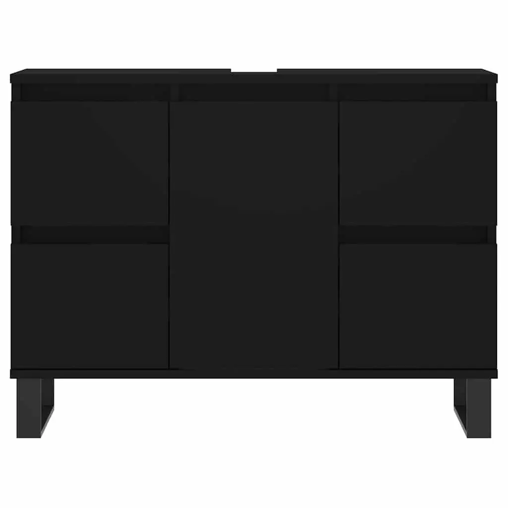 Bathroom Cabinet Storage 80x33x60 cm Black Engineered Wood Drawers