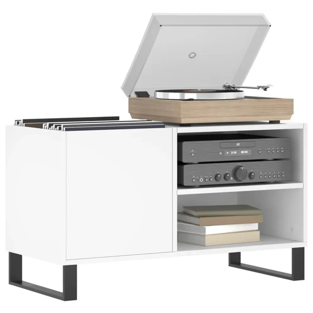 Record Cabinet White Vinyl LP Storage Organiser Media Display 85 x 38 x 48 cm