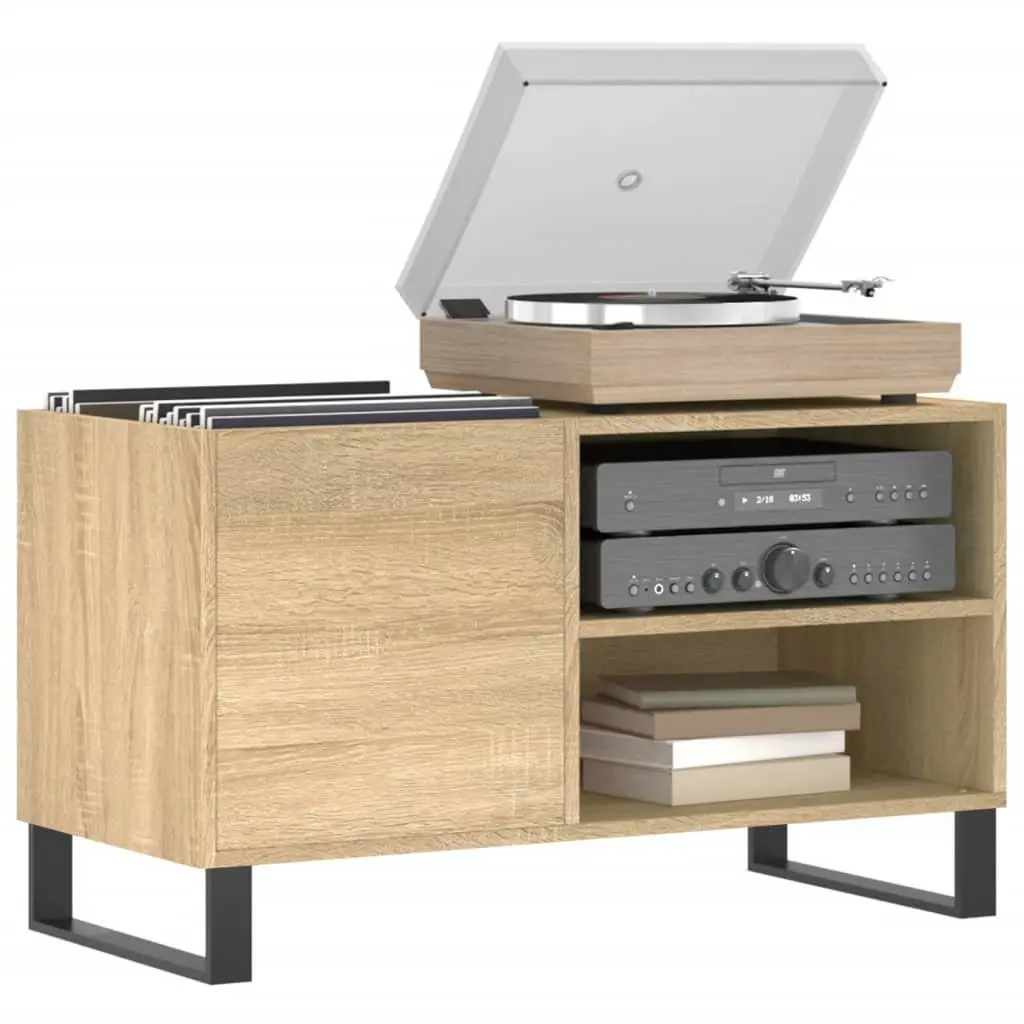 Record Cabinet Vinyl LP Organizer Engineered Wood Brown Sonoma Oak