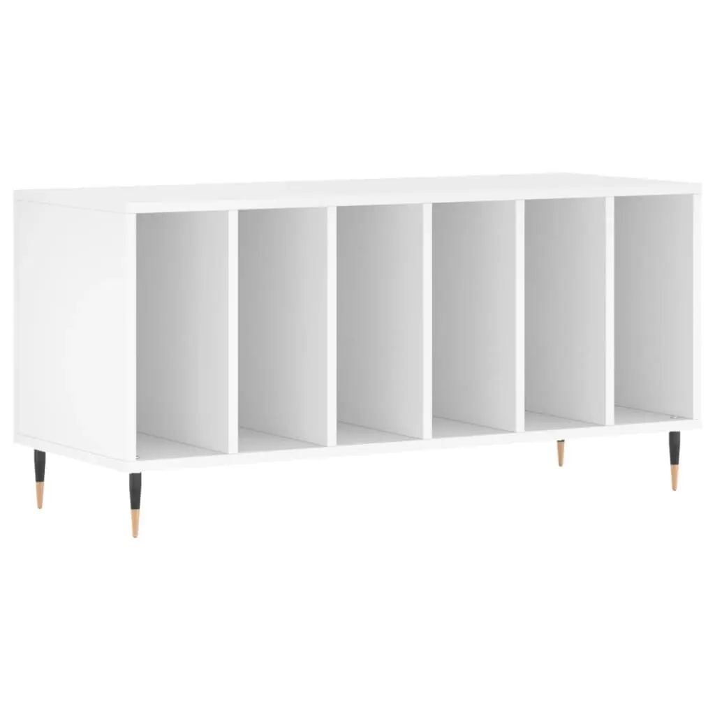 Record Cabinet White Vinyl Storage Media Display 100 x 38 x 48 cm Engineered Wood