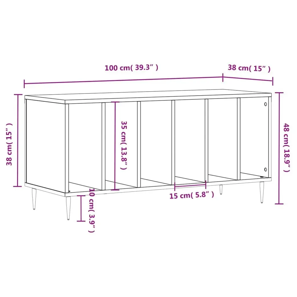 Record Cabinet White Vinyl Storage Media Display 100 x 38 x 48 cm Engineered Wood