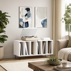 Classic White Record Cabinet with Ample Storage