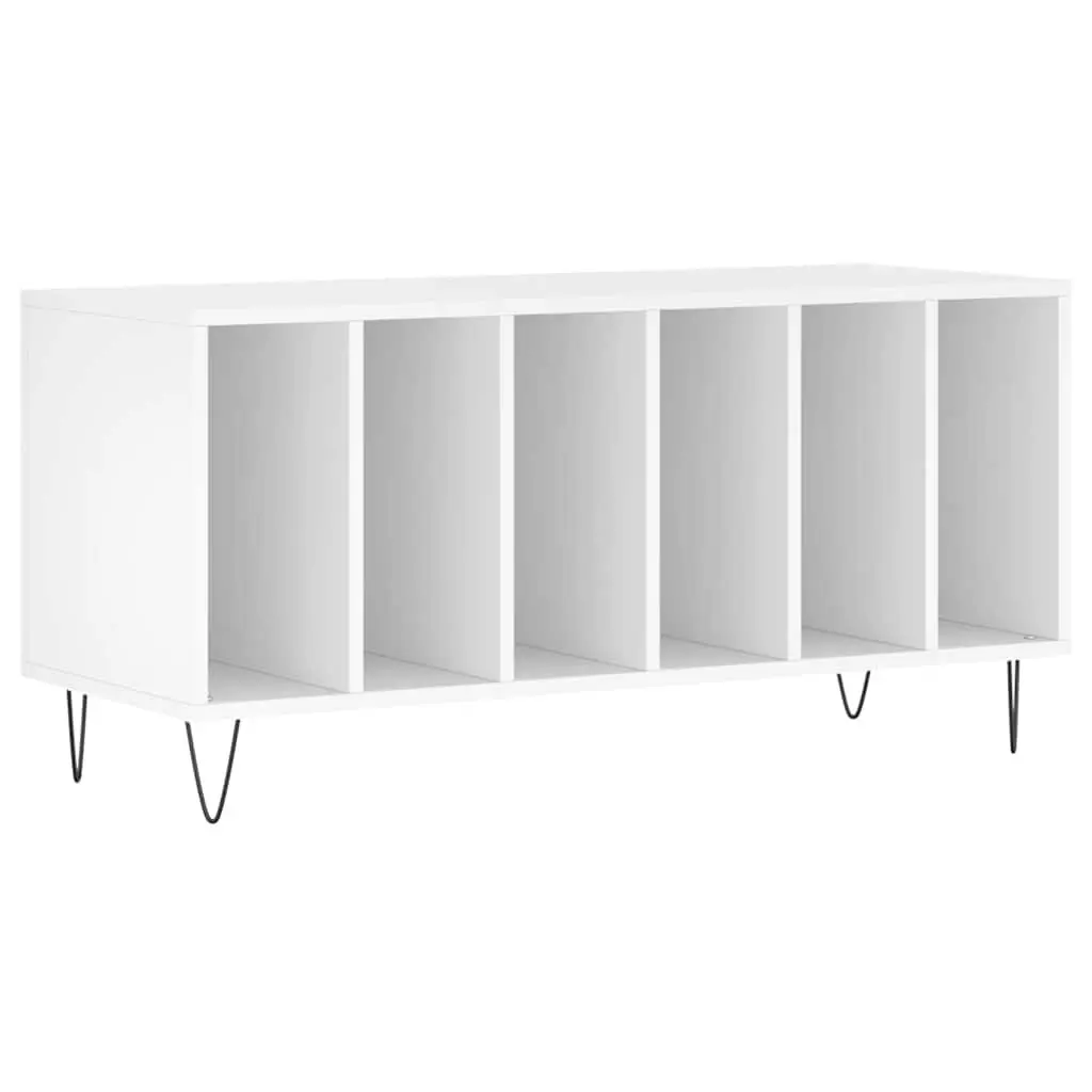 Record Cabinet White Vinyl LP Storage Unit Engineered Wood 100 x 38 x 48 cm