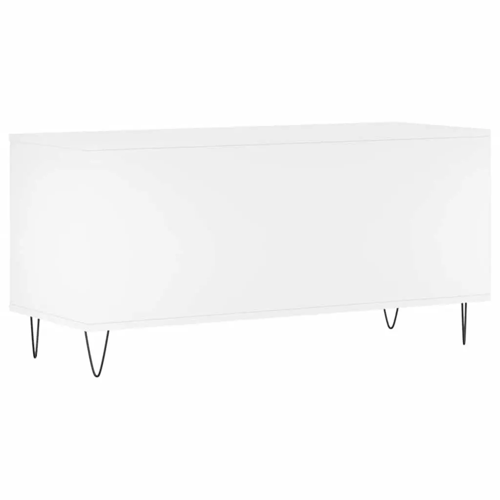 Record Cabinet White Vinyl LP Storage Unit Engineered Wood 100 x 38 x 48 cm