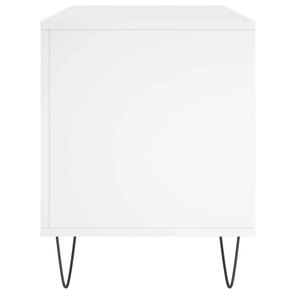 Record Cabinet White Vinyl LP Storage Unit Engineered Wood 100 x 38 x 48 cm