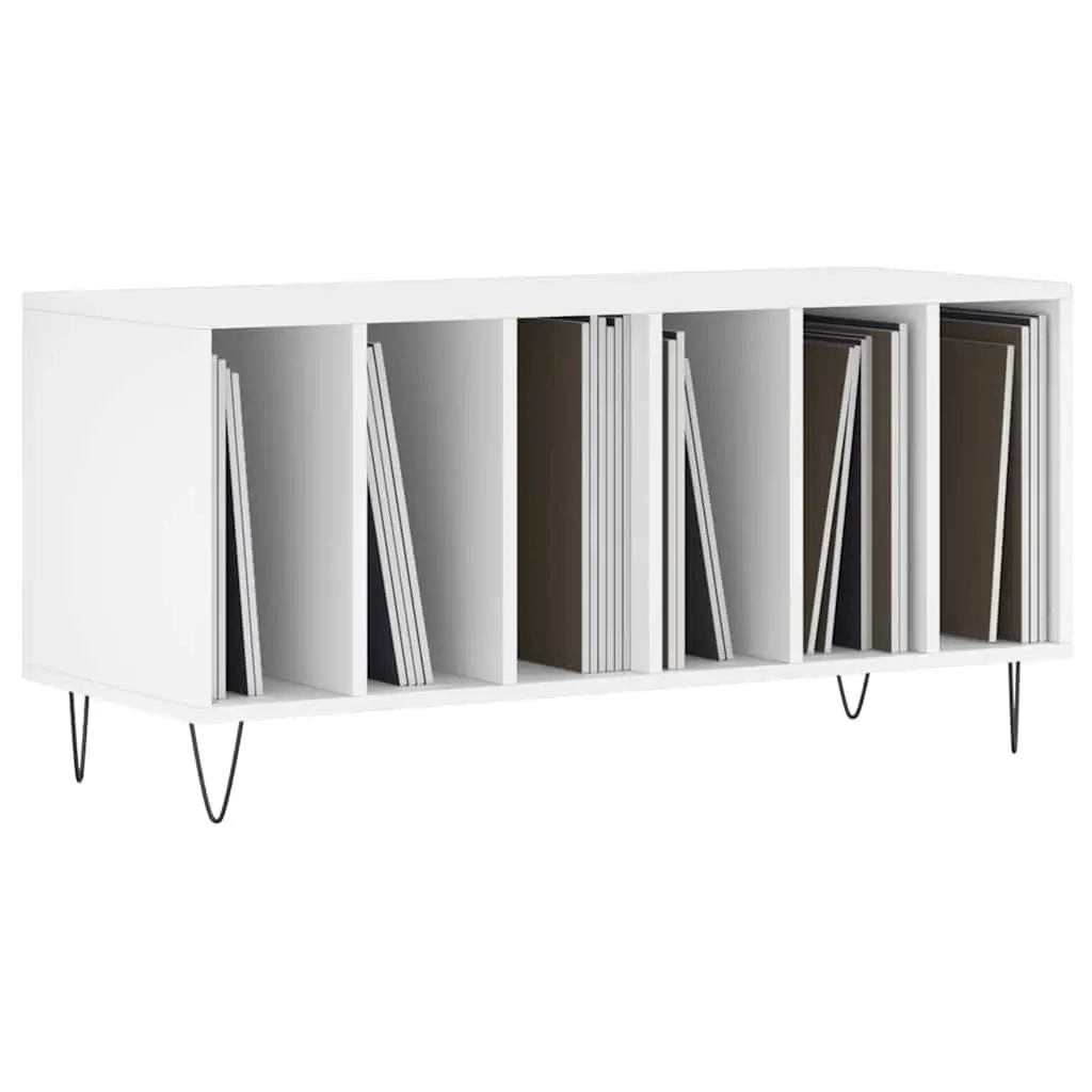 Record Cabinet White Vinyl LP Storage Unit Engineered Wood 100 x 38 x 48 cm