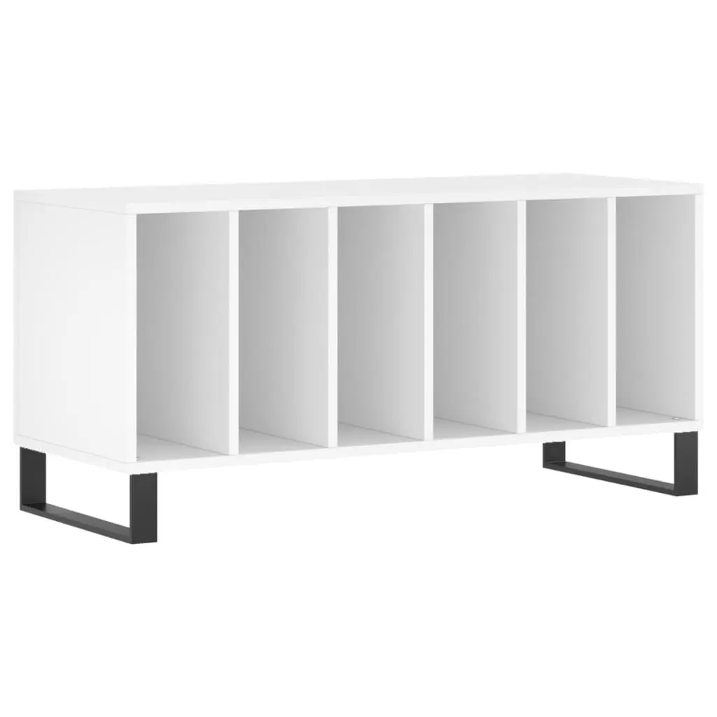 Record Cabinet White Engineered Wood Storage Vinyl LP Display Media Organizer