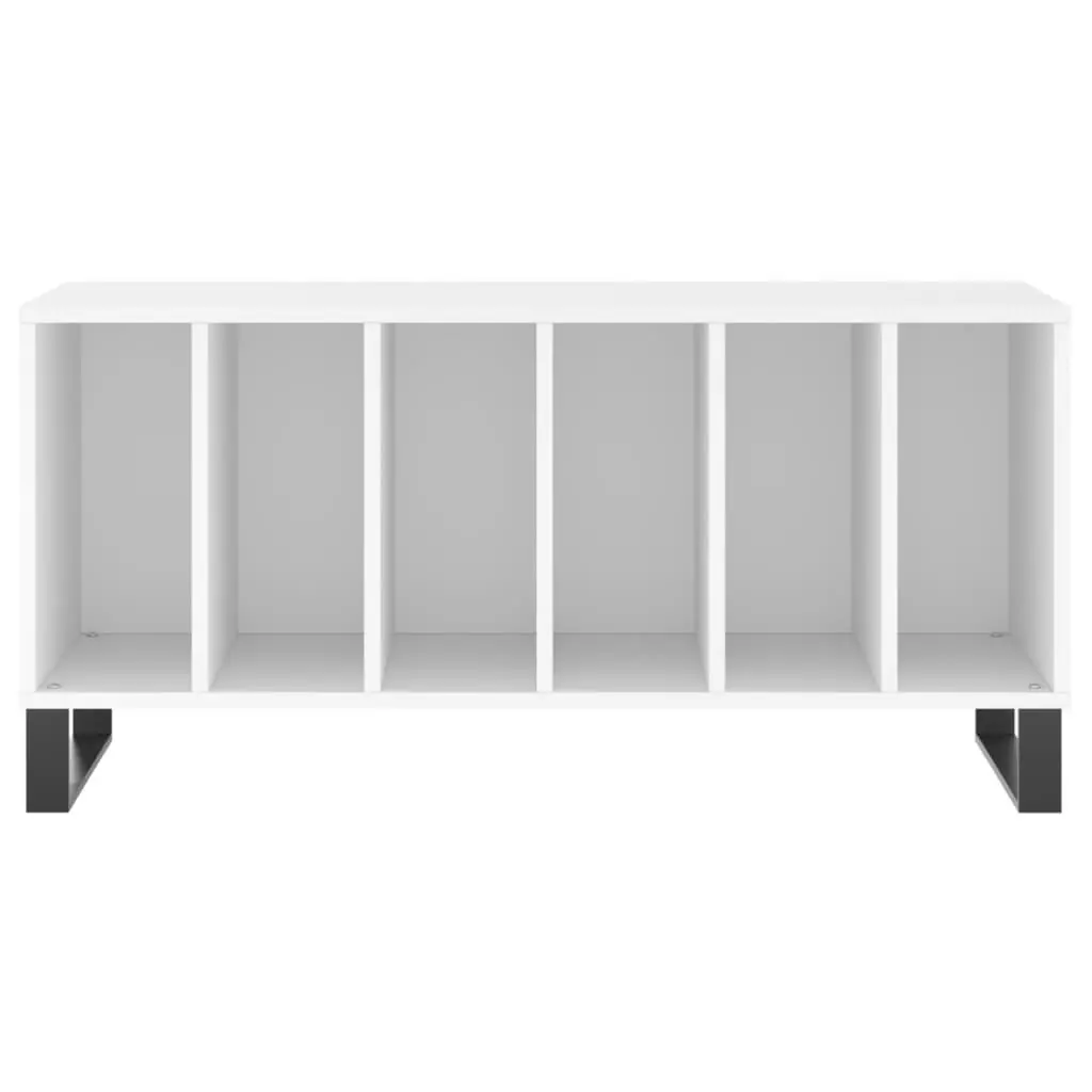Record Cabinet White Engineered Wood Storage Vinyl LP Display Media Organizer
