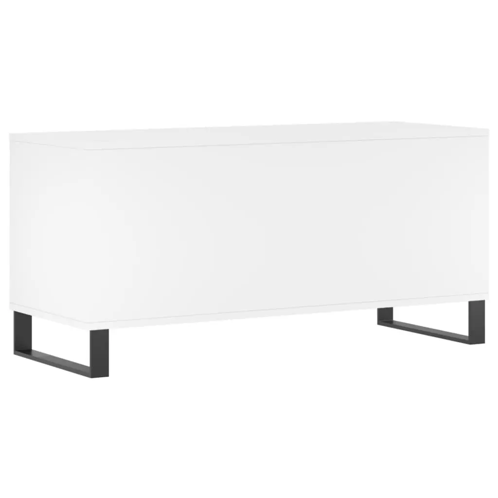 Record Cabinet White Engineered Wood Storage Vinyl LP Display Media Organizer