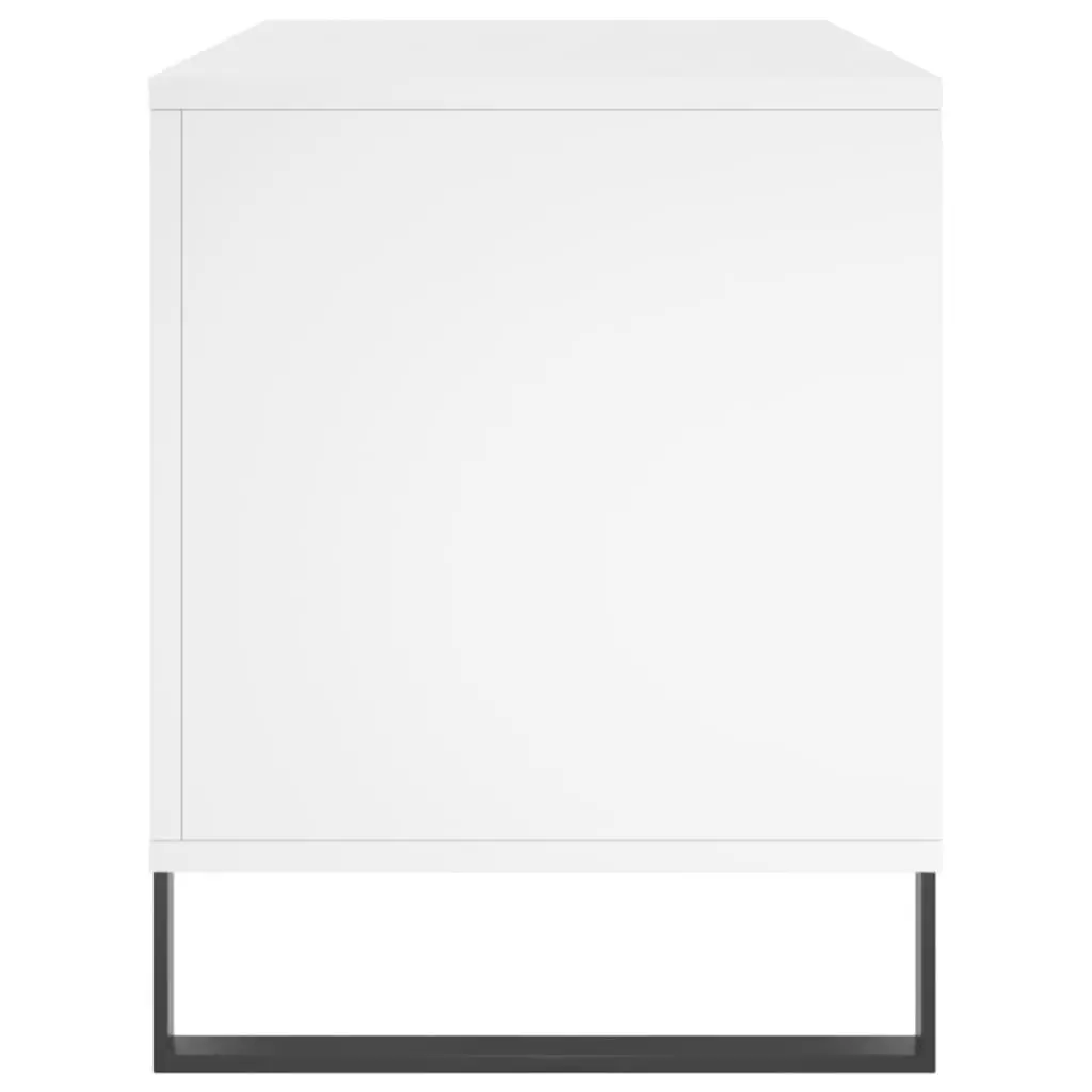 Record Cabinet White Engineered Wood Storage Vinyl LP Display Media Organizer