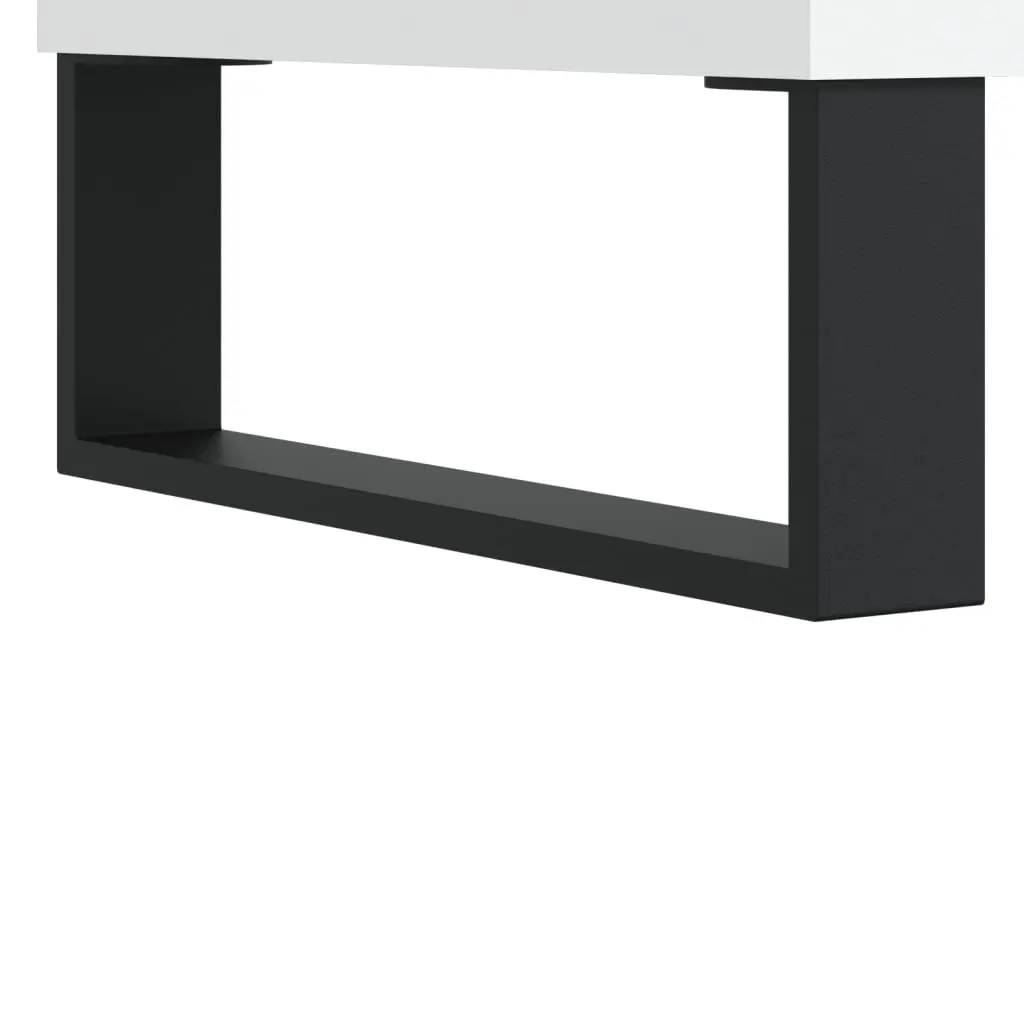 Record Cabinet White Engineered Wood Storage Vinyl LP Display Media Organizer