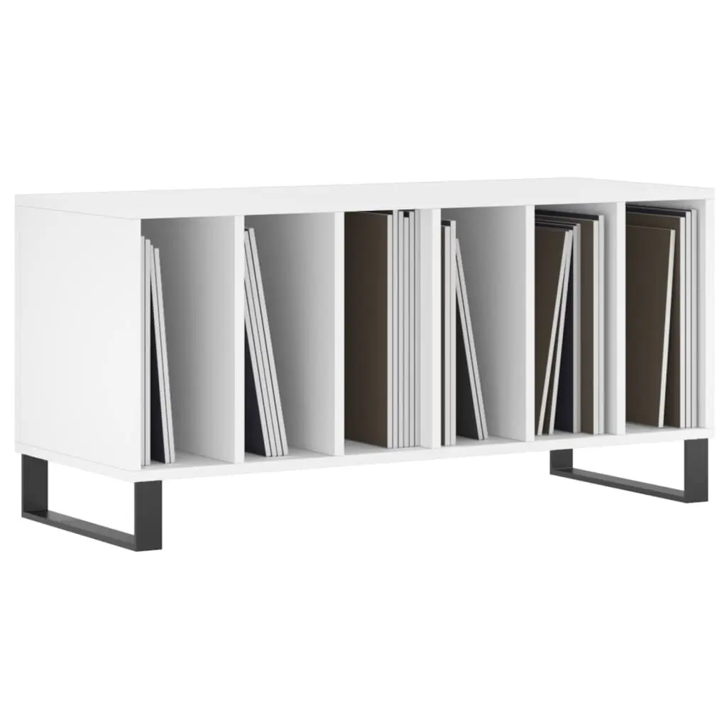 Record Cabinet White Engineered Wood Storage Vinyl LP Display Media Organizer