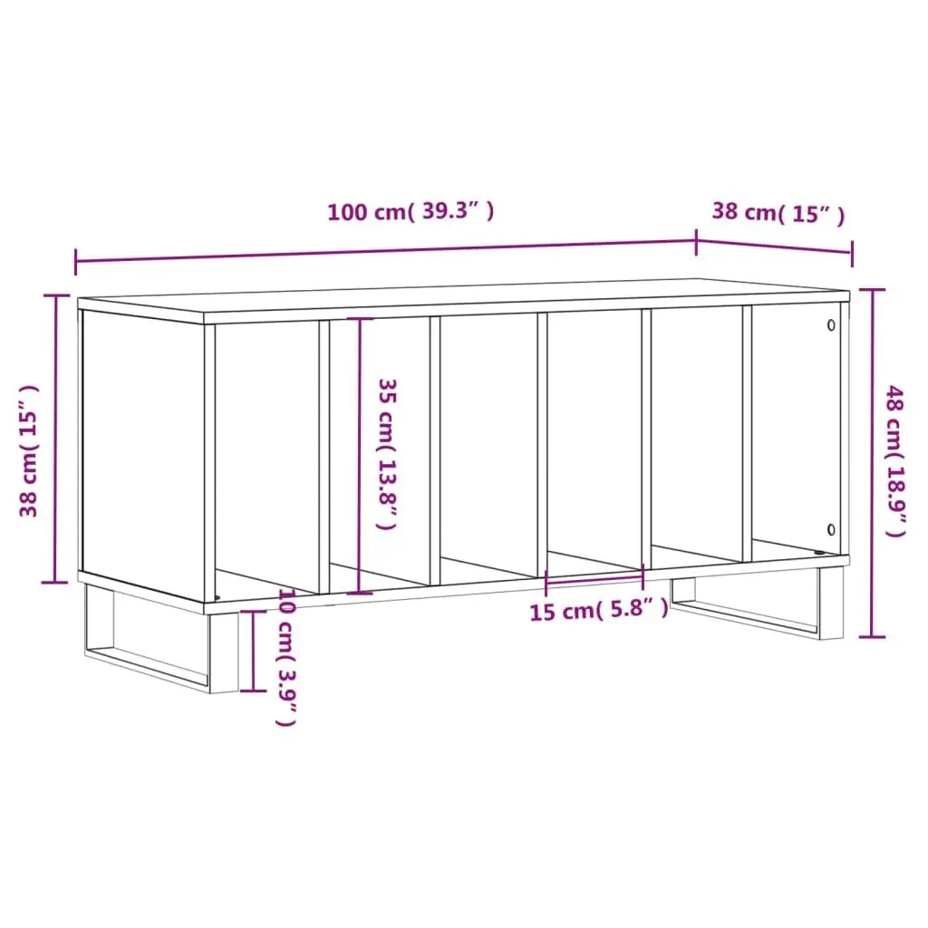 Record Cabinet White Engineered Wood Storage Vinyl LP Display Media Organizer