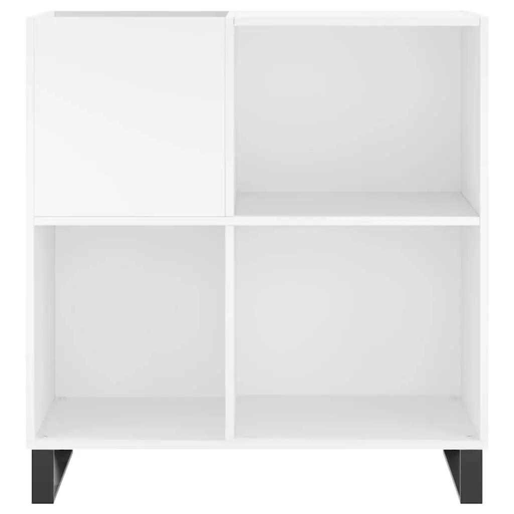 White Record Cabinet with Ample Storage Space