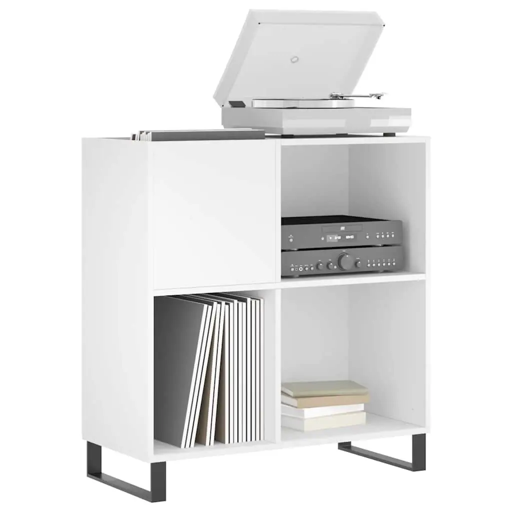 White Record Cabinet with Ample Storage Space