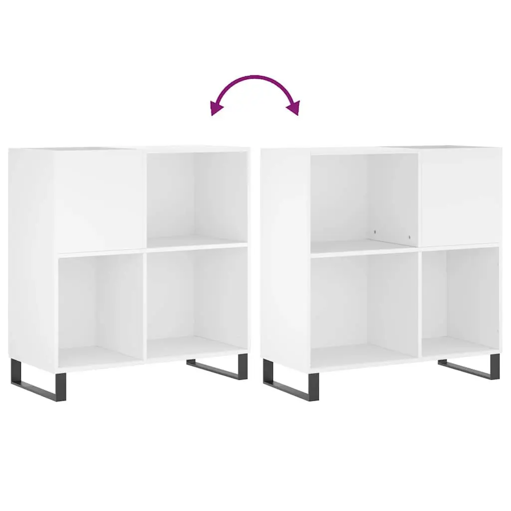 White Record Cabinet with Ample Storage Space