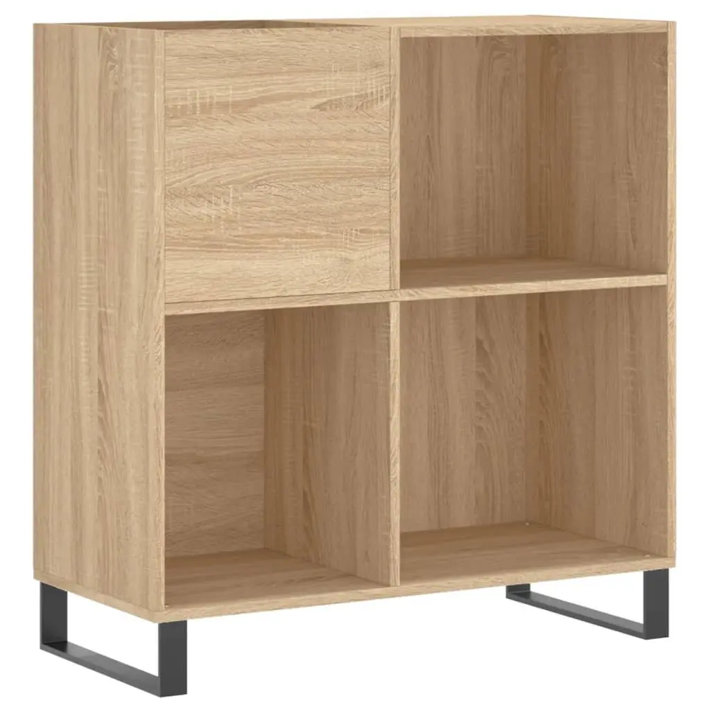 Record Cabinet Sonoma Oak Engineered Wood Storage Vinyl LP Display Organizer