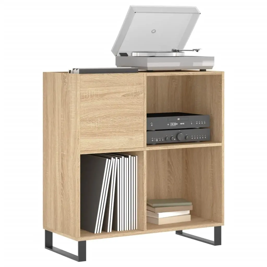 Record Cabinet Sonoma Oak Engineered Wood Storage Vinyl LP Display Organizer