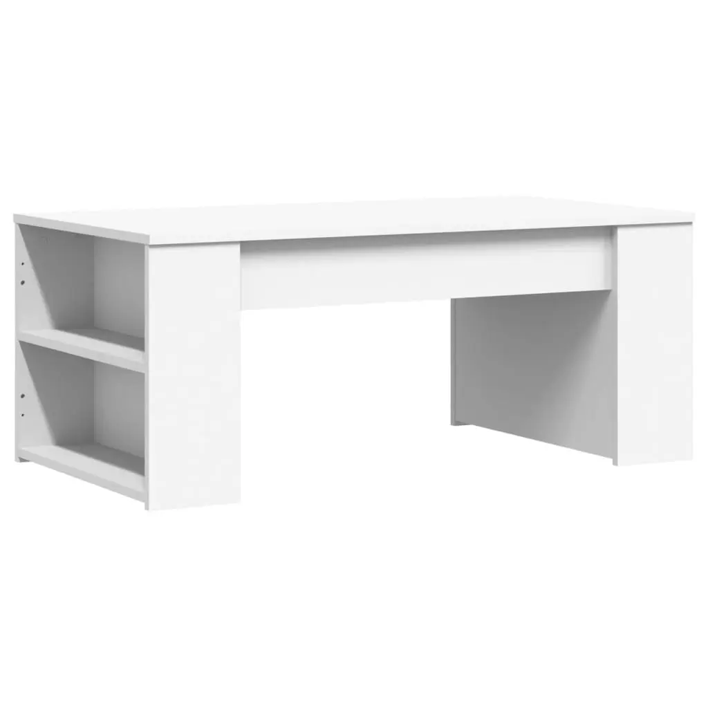 White Coffee Table with Storage Compartment Living Room Accent Furniture