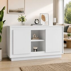 Sideboard White 102x35x60 cm Storage Cabinet 6 Compartments Engineered Wood