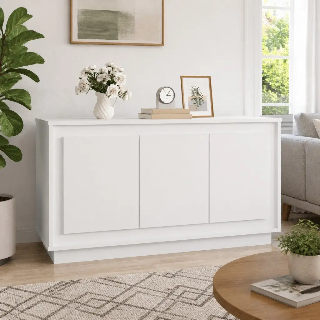 White Sideboard 6 Compartment Storage