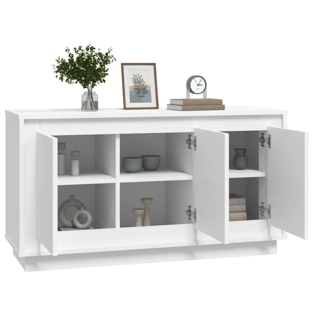 White Sideboard 6 Compartment Storage