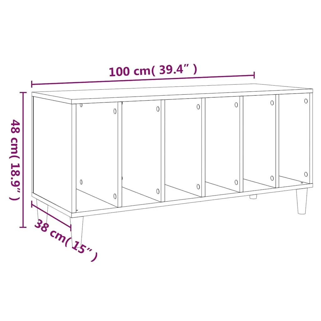 Record Storage Cabinet Vinyl LP Organizer 100 x 38 x 48 cm White