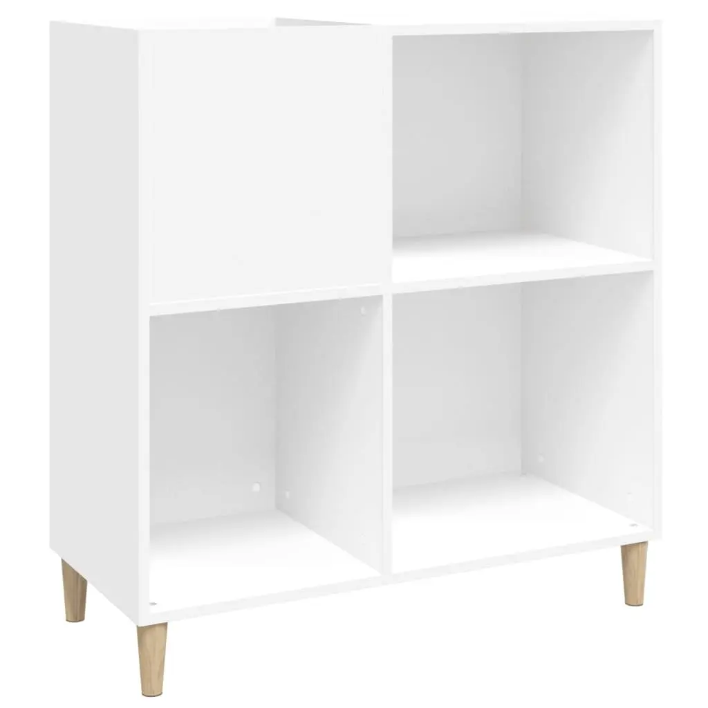 Record Cabinet White Storage Vinyl LP Display Case with Wooden Feet Engineered