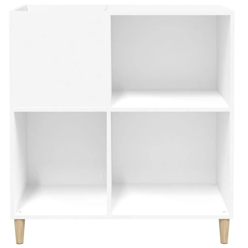Record Cabinet White Storage Vinyl LP Display Case with Wooden Feet Engineered