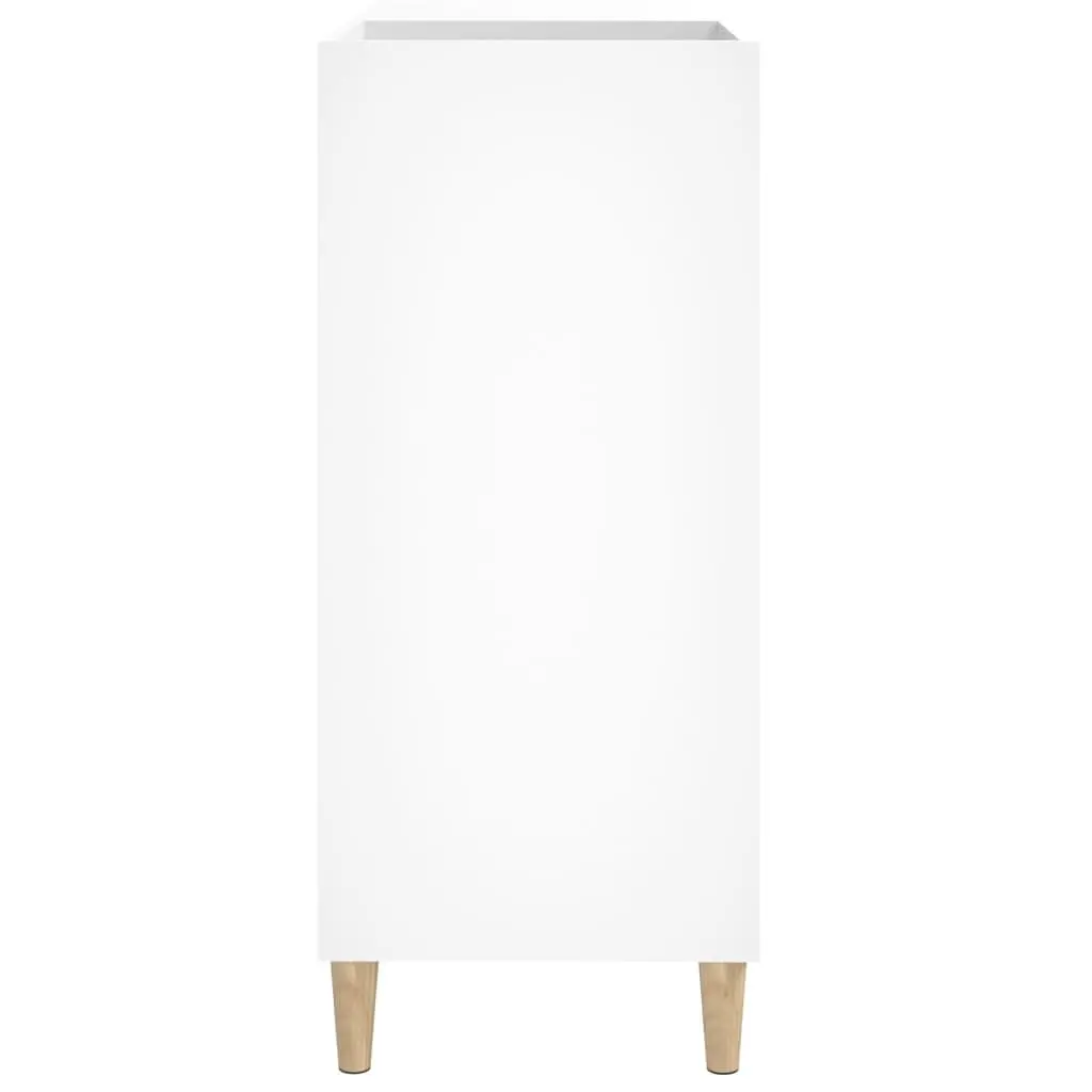 Record Cabinet White Storage Vinyl LP Display Case with Wooden Feet Engineered