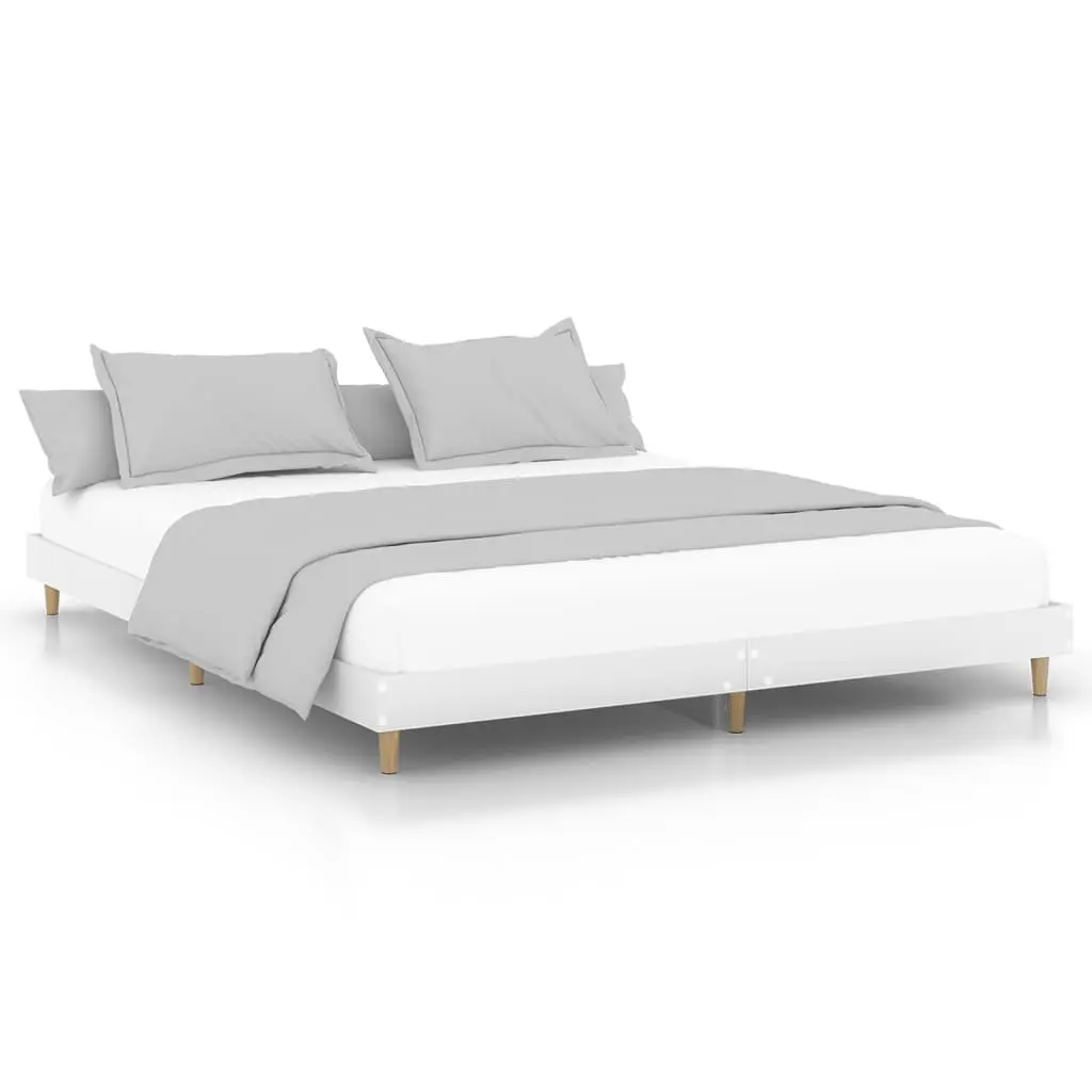 King Bed Frame White 183x203cm Engineered Wood Platform
