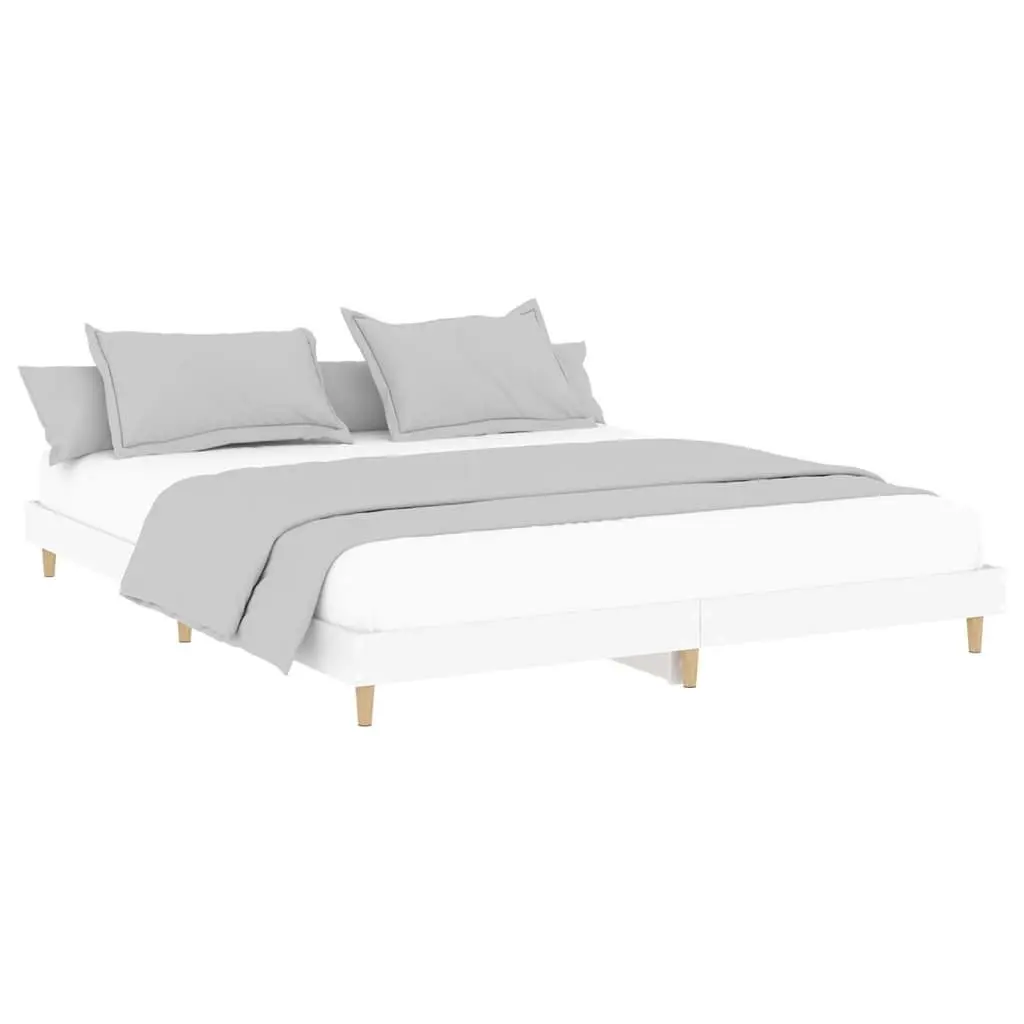 King Bed Frame White 183x203cm Engineered Wood Platform